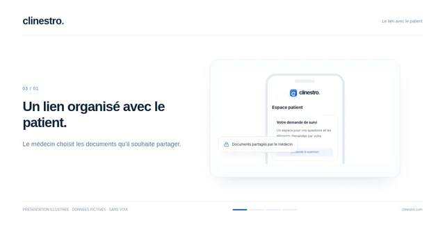 Aperçu de conception · Données fictives — Le lien avec le patient